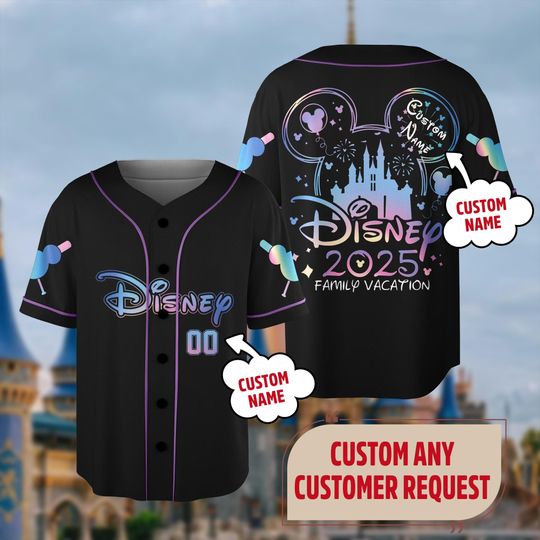 Discover Custom Magic Kingdom Family Trip Matching Baseball Jersey, Mickey and Friends Vacation Shirt For Kid Adult Toddler, Birthday Matching Outfit