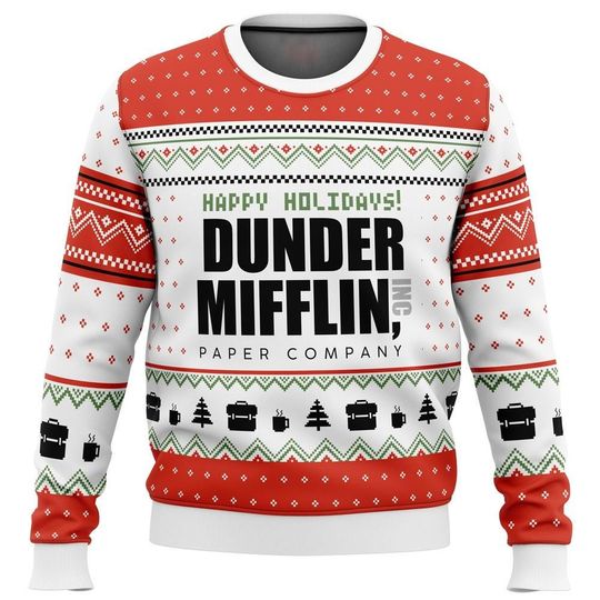 Dunder Mifflin The Office Ugly Christmas Sweater, Michael Scott Sweater, Tv Show Men Sweater, Christmas Sweater Woman, Xmas Gift