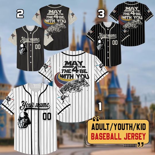 Discover Personalized May The Fourth Be With You Baseball Jersey, Disneyworld Star Wars Day Jersey, May The Force Be With You Disneyland Trip Shirt