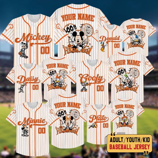 Discover Personalized Disney Halloween Mickey And Friends Baseball Jersey