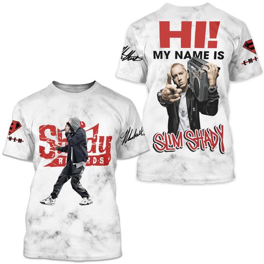 Eminem Hi my name is Slim Shady 3D T-shirt, Music Lover All Over Print Shirt, Gift For Fans