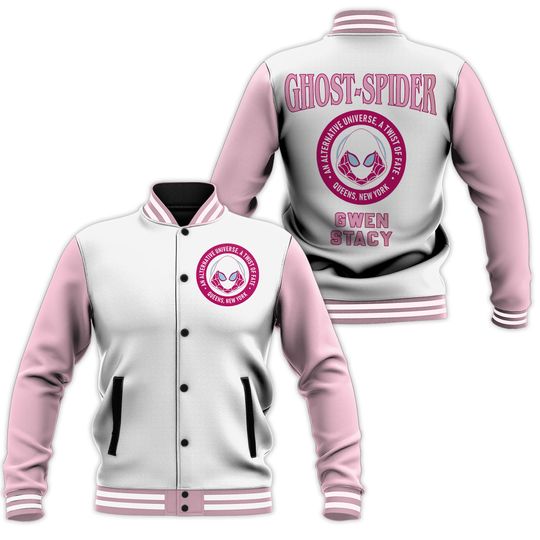 Ghost Spider Gwen Stacy Spider-man Kids and Youth Baseball Jacket, Aldult Unisex Varsity Baseball Jacket