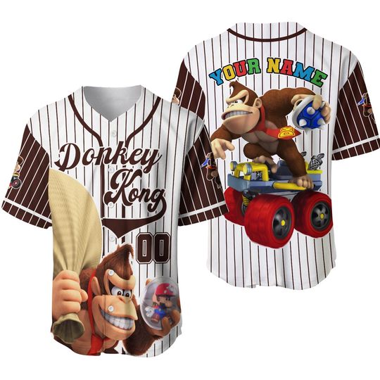 Customized Super Mario The Movie Baseball Jersey, Custom Donkey Kong Baseball Jersey Gift, Mario And Friends Jersey