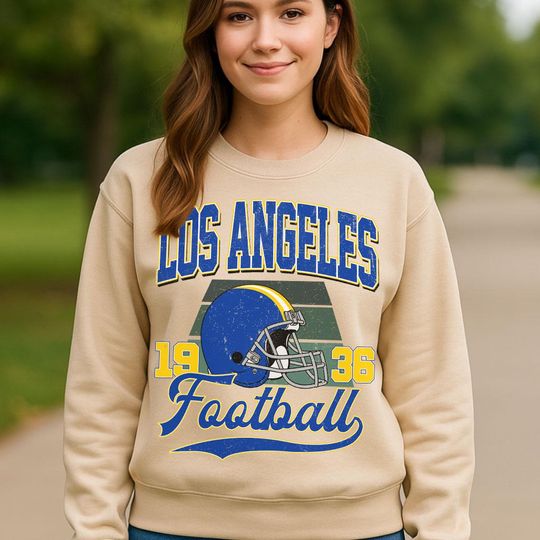 Discover Vintage Style Los Angeles Crewneck Sweatshirt, Vintage Los Angeles Football Shirt, Womens Mens Los Angeles Shirt Gift, Football Fans Shirt