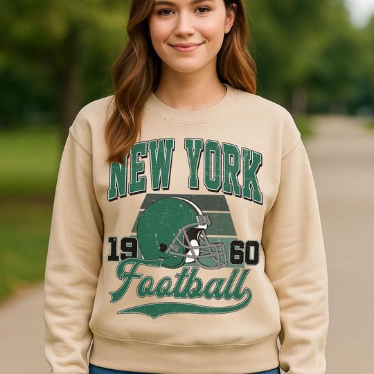 Discover Vintage Style New York Crewneck Sweatshirt, Vintage New York Football Shirt, Womens Mens New York Shirt Gift, Football Fans Shirt