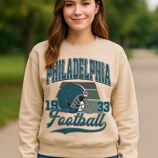 Discover Vintage Philadelphia Football Sweatshirt, Womens Mens Philadelphia Sweatshirt Gift, Football Fans Sweatshirt
