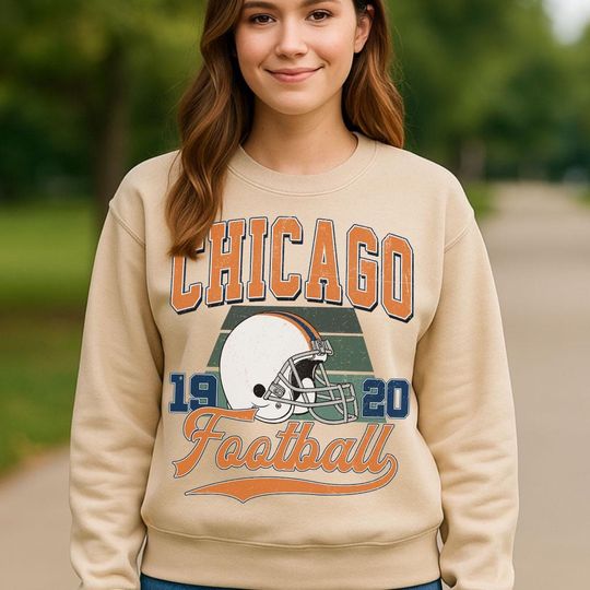 Discover Vintage Chicago Football Sweatshirt, Womens Mens Sweatshirt Gift, Gift for Football Fans