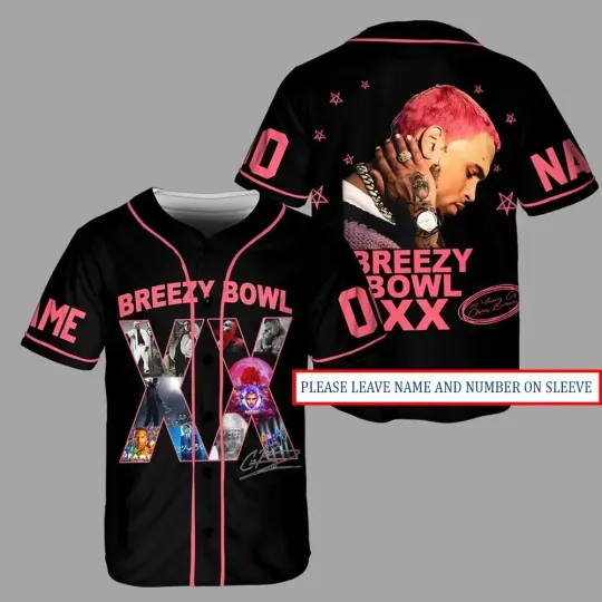 Discover Personalized Chris Brown Jersey, Chris Brown Breezy Bowl XX Tour Baseball Shirt