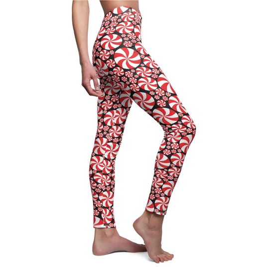 Red Peppermint Leggings in black