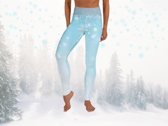 Discover Elsa leggings Frozen Disney womens snowflake Yoga Leggings, winter Christmas pants tights adult activewear Disney workout outfit matching