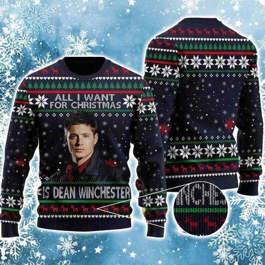 Dean Winchester Christmas Ugly Sweater, Supernatural Jensen Ackles Sweater, Winchester Brothers Ugly Sweater, Xmas Gift