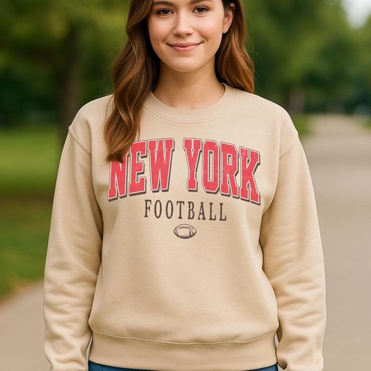 Discover Retro Style New York Crewneck Sweatshirt, Vintage New York Football Shirt, Football Fans Shirt