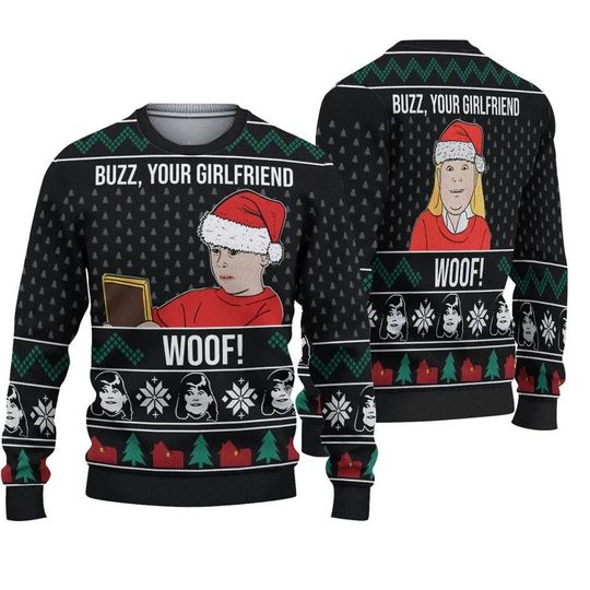 Discover Buzz Your Girlfriend Woof Kevin Home Alone Christmas Ugly Sweater, Home Alone Christmas Sweater, Kevin McCallister, Christmas Gift