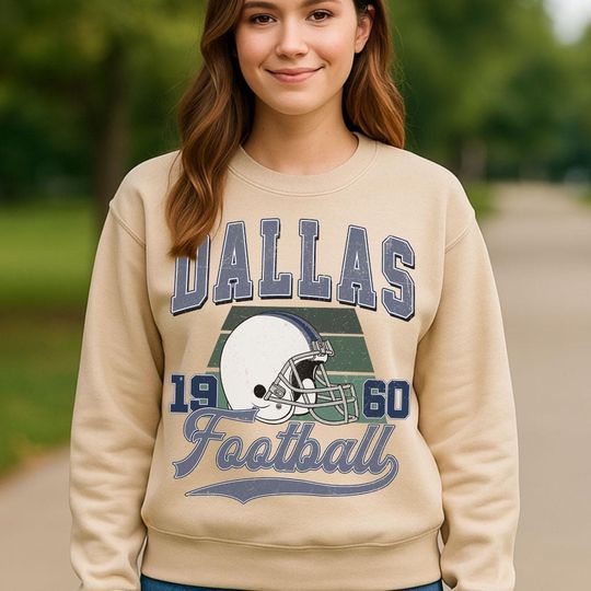 Discover Vintage Style Dallas Crewneck Sweatshirt, Vintage Dallas Football Shirt, Womens Mens Dallas Shirt Gift, Football Fans Shirt