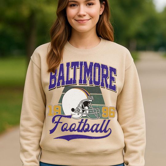 Discover Vintage Style Baltimore Crewneck Sweatshirt, Vintage Baltimore Football Shirt, Womens Mens Baltimore Shirt Gift, Football Fans Shirt