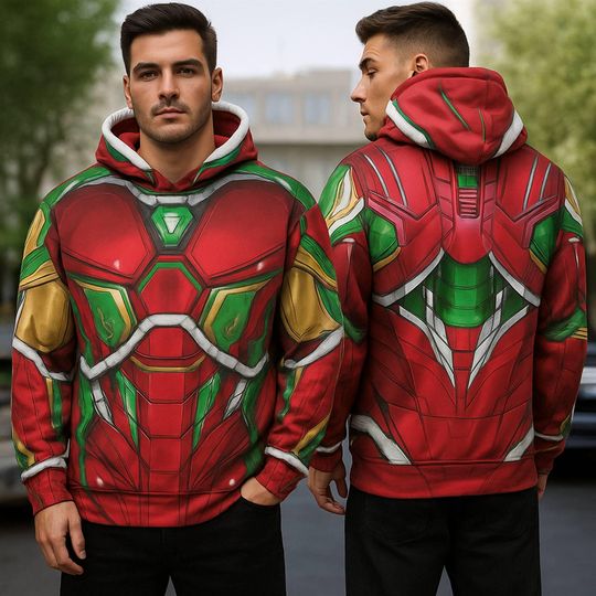 Iron Man All Over Print Costume Hoodie, Iron Man Cosplay Costume 3D Sweatshirt