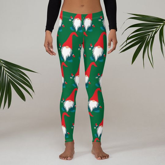 Green Gnome Christmas Leggings
