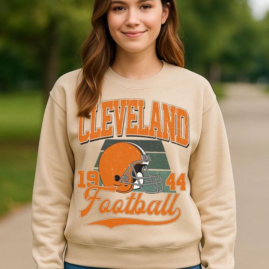 Discover Vintage Style Cleveland Crewneck Sweatshirt, Vintage Cleveland Football Shirt, Womens Mens Cleveland Shirt Gift, Football Fans Shirt