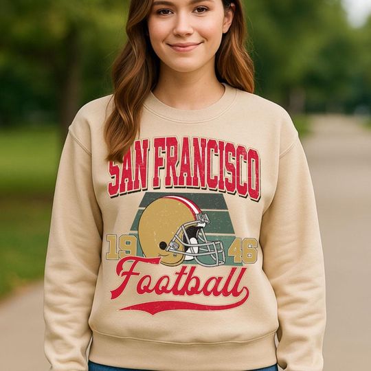 Discover Vintage Style San Francisco Crewneck Sweatshirt, Vintage San Francisco Football Shirt, Womens Mens San Francisco Shirt Gift, Football Shirt