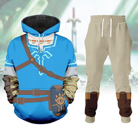 Discover Link Cosplay Hoodie Jogger, Gamer Anime Costume Hoodie, Nintendo Switch Gaming Gift, Breath Of The Wild Link Outfits, Halloween Gift