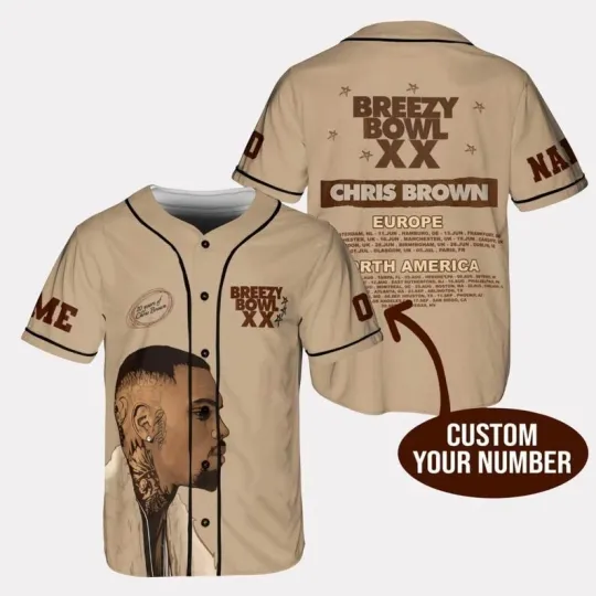 Chris Brown Breezy Bowl Xx Baseball Jersey, Personalized CB Breezy Bowl Xx Shirt