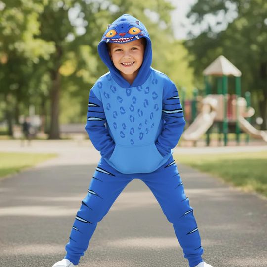 Discover Tiger Costume Hoodie Jogger, Halloween Tiger Cosplay Hoodie, Blue Tiger Cosplay Hoodie, Halloween Costume Gift, Gift For Halloween