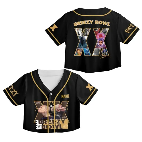 Discover Personalized CB Breezy Bowl XX 2025 Black Crop Top Baseball Jersey 3D Unisex