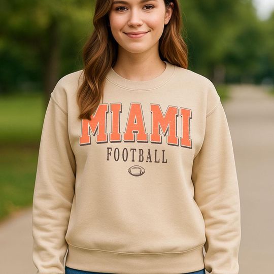 Discover Retro Style Miami Crewneck Sweatshirt, Vintage Miami Football Shirt, Football Fans Shirt
