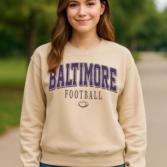 Discover Retro Style Baltimore Crewneck Sweatshirt, Vintage Baltimore Football Shirt, Football Fans Shirt