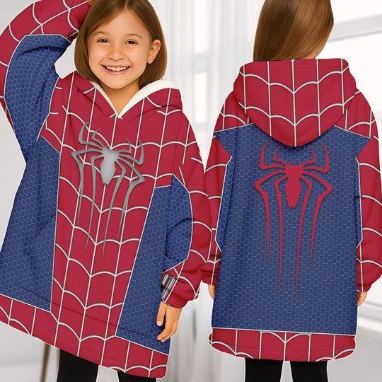 Spider-Man Cosplay Blanket Hoodie, Disney Spiderman Hoodie With Pocket, Disneybound Costume, Superhero Spidey Shirt, Christmas Hoodie