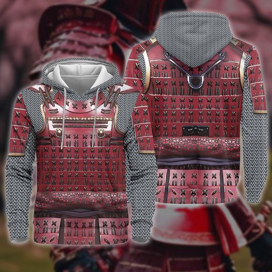 Discover Samurai Armor All Over Print Costume Hoodie, Japanese Warrior Cosplay Sweatshirt with Armor Detail