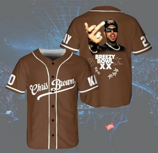 Discover Chris Brown Middle Finger Baseball Jersey,Personalized Breezy Bowl XX 2025 Shirt