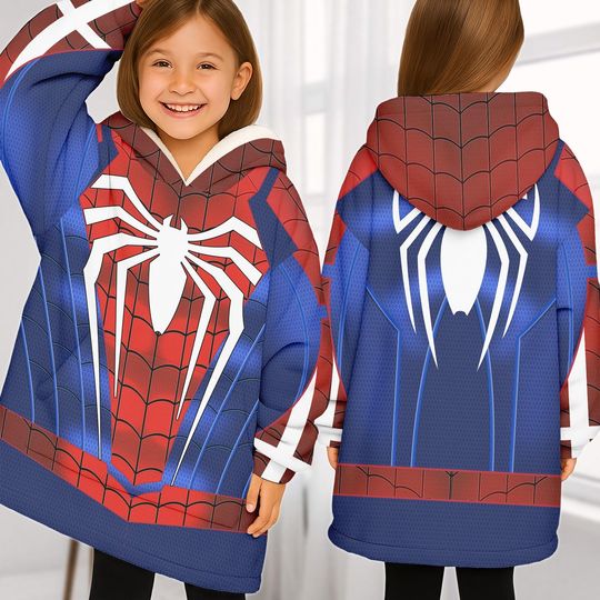 Discover Spider-Man Christmas Blanket Hoodie, Disney Spiderman Hoodie With Pocket, Marvel Movie Costume, Superhero Shirt, Spidey Unisex Hoodie