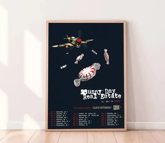 Sunny Day Real Estate Tour 2025 Poster, Rock Band Art, Music Tour Wall Decor