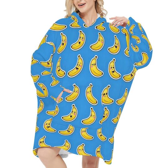 Cartoon Banana Hoodie Blanket, Blanket hoodie, Hooded Jumper, Cozy Hoodie Blanket, Comfy Hoodie, Banana Hoodie, Funny Hoodie Blanket