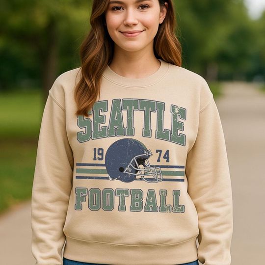 Vintage Seattle Football Sweatshirt, Womens Mens Sweatshirt Gift, Gift for Football Fans
