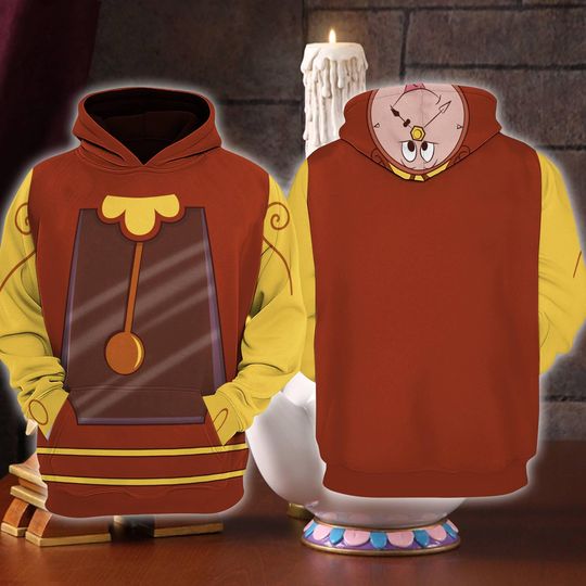 Cogsworth Clock 3D All Over Print Costume Hoodie, Beauty And The Beast Halloween Cosplay Costume 3D