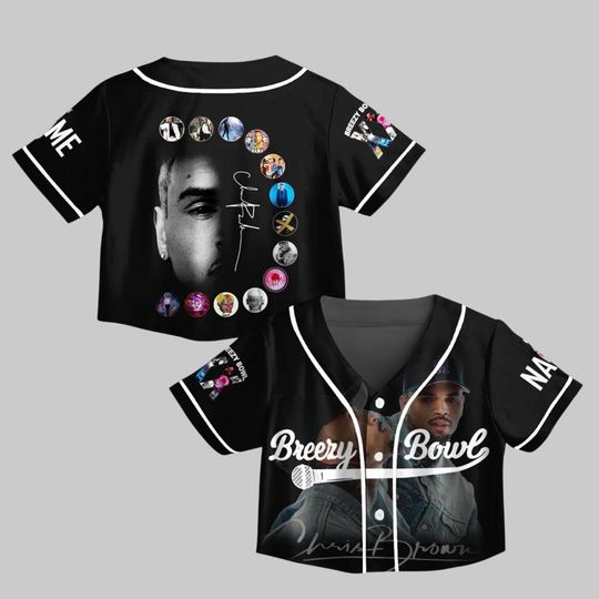 Discover Custom Chris Brown Tour Crop Top Jersey, Chris Brown Crop Top Baseball Jersey, Breezy Bowl XX Shirt, Chris Brown Graphic Tee, CB Tour Shirt