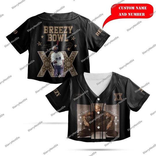 Discover Personalized Chris Brown Breezy Bowl XX Croptop Jersey, Breezy Bowl Baseball Jersey, Chris Brown Merch, Breezy Bowl World Tour 2025 Jersey