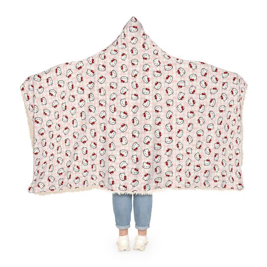 Discover Pink Hello Kitty Hooded Blanket: Cozy Polyester Throw (80" x 55")