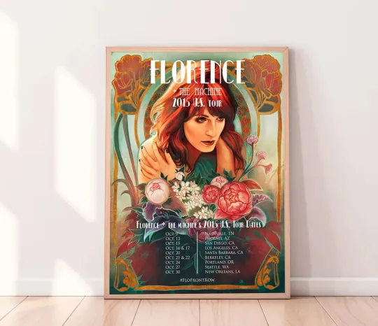Discover Florence & The Machine  2015 U.S. Tour Dates Poster, Vintage Music Tour Poster