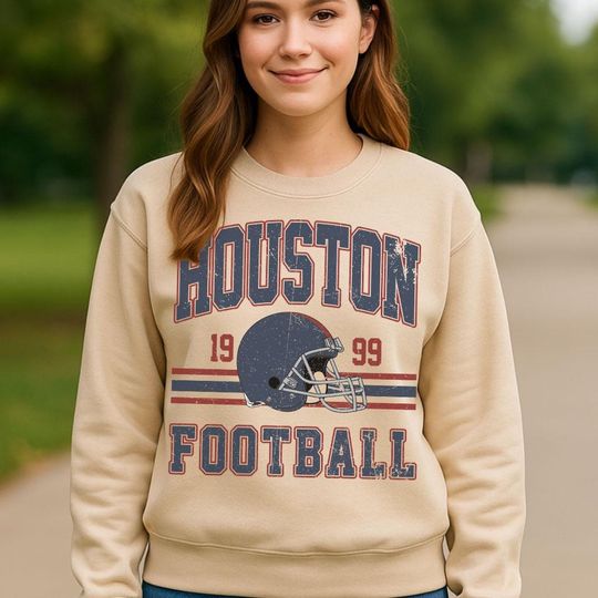 Vintage Houston Football Sweatshirt, Retro Game Day Sweatshirt, Sport Fan Gift, Fall Outfit