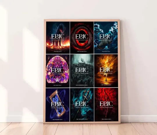 EPIC The Musical All Sagas Poster – Fantasy World Art, Broadway Style Decor