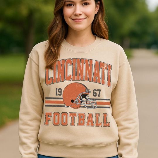 Vintage Cincinnati Football Sweatshirt, Retro Game Day Sweatshirt, Sport Fan Gift, Fall Outfit