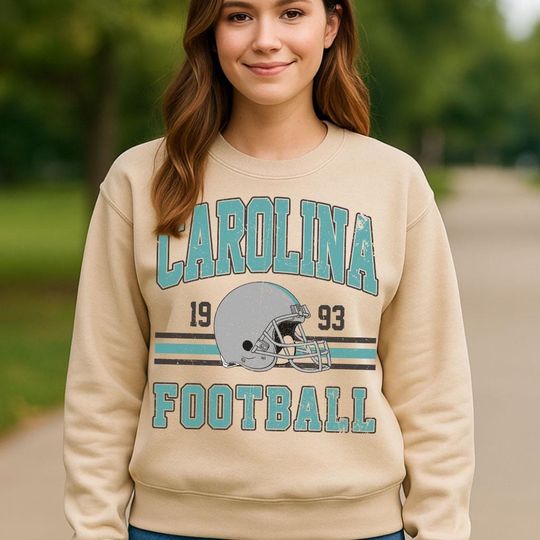 Vintage Carolina Football Sweatshirt, Retro Game Day Crewneck, Unisex College Style Pullover, Sport Fan Gift, Fall Outfit