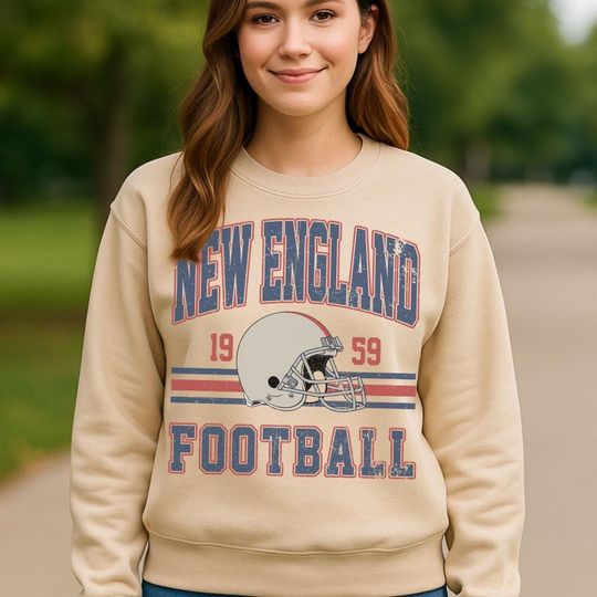 Vintage New England Football Sweatshirt, Retro Game Day Crewneck, Unisex College Style Pullover, Sport Fan Gift, Fall Outfit