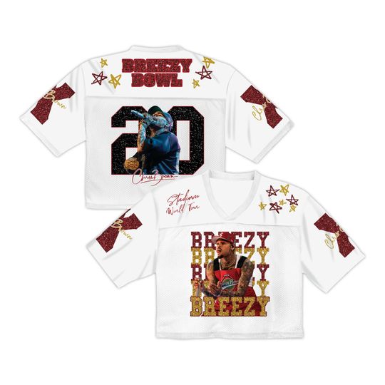Discover Chris Brown Crop Top Football Jersey, Breezy Bowl Stadium World Tour Mesh Shirt, Concert Outfit, Rave Festival Top, Fan Gift Verson 7
