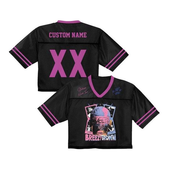 Chris Brown Crop Top Football Jersey Mesh, Breezy Bowl XX Tour 2025 Shirt, Hip Hop Concert Merch, Fan Gift verson 4