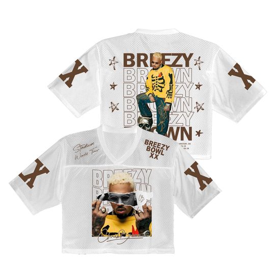 Discover Breezy Bowl Chris Brown Crop Top Jersey, Full Mesh Concert Shirt for Fans, 2025 Breezy Bowl XX