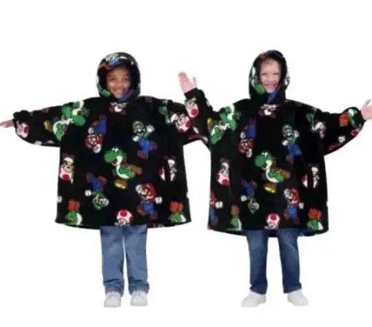 Discover Nintendo Super Mario WAYY BIG HOODIE Kids' Plush Lined Oversized One-Size (4-10)